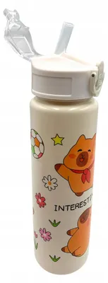 Obrázok produktu pre Fľaša na pitie Capybara so slamkou pre deti do školy, 690 ml