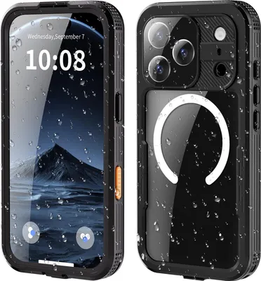 Obrázek produktu pro Vodotěsné ochranné pouzdro pro iPhone 17 Pro, ochrana displeje, kompatibilní s MagSafe, celotělové podvodní pouzdro na telefon Černý
