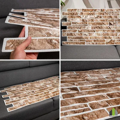 Produktbild von 3D-Wandpaneele PVC | Schiefer Optik | Brauner Schieferstein - 1 Platte - 0.5 m² | Für Wohnzimmer, Küche & Bad | Einfache DIY-Montage