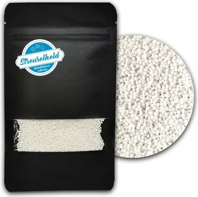Produktbild von Streuselheld Nonpareille Weiß 40g Streusel zum Dekorieren und Verzieren von Gebäck aller Art wie Torten Kuchen Keksen Zuckerstreusel