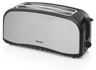 Produktbild von Tristar BR-1046 Toaster, 4 Scheibe(n), Schwarz, Edelstahl, Edelstahl, Tasten, Drehregler, 1400 W, 230 V