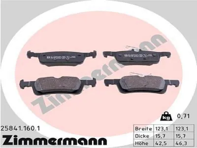 Produktbild von ZIMMERMANN Bremsbeläge Satz Hinten Bremsklötze passend für PEUGEOT 308 SW II 25841.160.1