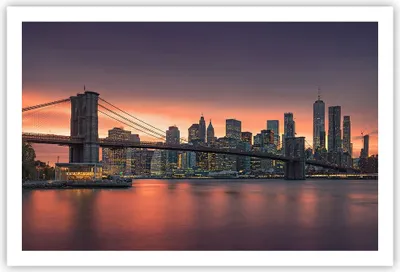 Produktbild von Poster - Poster ohne Rahmen - New York Brücke Nacht - 91,5x61 cm - Wand Bild - Wanddeko - Wandbilder - Kunstposter - Wandposter - Bilder - Kunstdruck - Wanddekoration - Wandbild - P2XAA91x61-4048