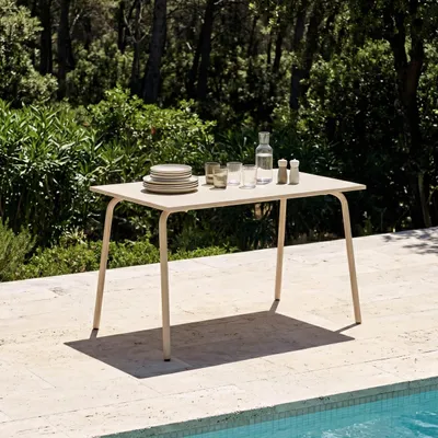 Immagine prodotto di Tavolo da giardino in acciaio 120 x 70 cm avorio - Oviala Palavas