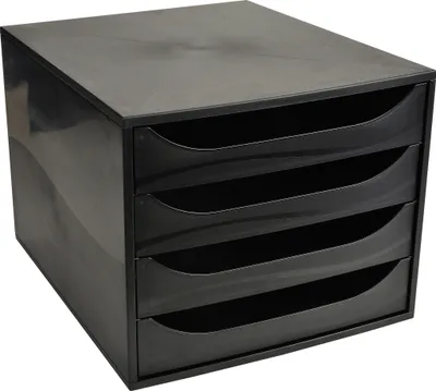 Image de Exacompta Module de classement Ecobox Ecoblack 4 tiroirs Noir 228014D