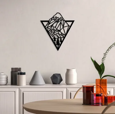Image de Wallity, Mountain 16, Accessoire mural décoratif en métal, noir, 100 % METAL, 51 x 57 cm