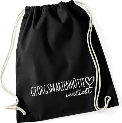 Produktbild von Huuraa Turnbeutel Georgsmarienhütte verliebt 12 Liter Black Baumwolle Rucksack Geschenkidee