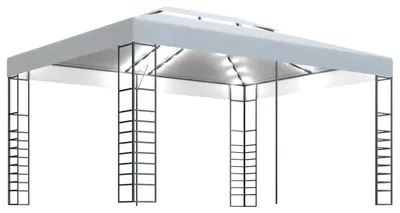 Produktbild von vidaXL Pavillon mit LED-Lichterkette 4x3x2,7 m Weiß