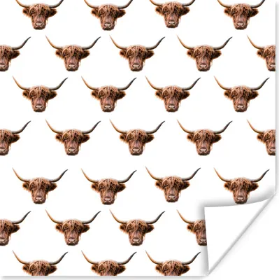 Produktbild von MuchoWow® Poster Muster - Schottischer Highlander - Tiere 100x100 cm - Babyzimmer