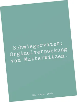 Produktbild von Mr. & Mrs. Panda Postkarte Spruch Schwiegervater Witze - Meeresbrise - Geschenk, Lächeln, Geschenke, Familienmitglieder, Verwandtschaft, Familienbanden, bildkarte