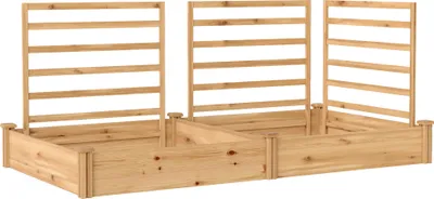 Produktbild von Hochbeet mit Rankgitter Holz Blumenkasten mit 3 Spalier Trennwand Offenem Boden 240 x 125 x 102 cm Naturholz