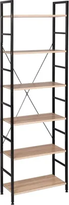 Zdjęcie produktu dla Regał Bolt Edge - 6 poziomów - czarny/dąb - industrialny - 60x28x180 cm - drewno/metal