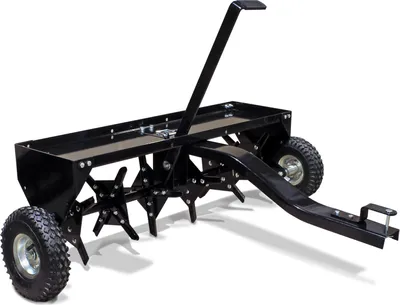 Produktbild von Wiltec Aerifizierer 90 cm für Aufsitzmäher, Rasenlüfter mit 7,6 cm Arbeitstiefe, Rasenbelüfter aus Stahl mit Kupplung für Rasentraktor