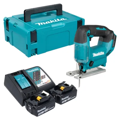 Image de Scie sauteuse pendulaire sans fil Makita DJV 186 RTJ 18 V + 2 batteries 5,0 Ah + chargeur + Makpac
