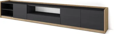 Produktbild von TV-Schrank, Lowboard, 310x37x50cm, Für TV-Geräte bis zu 80", Fernsehtisch, Schwarz Eiche