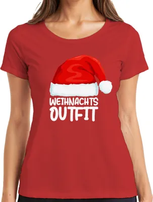 Produktbild von Weihnachtsoutfit Weihnachtsmütze Deko - Weihnachten Xmas Christmas Damen T-Shirt, Rot, XL