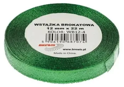 Zdjęcie produktu dla Wstążka brokatowa zielona 12mmx22m - Brewis