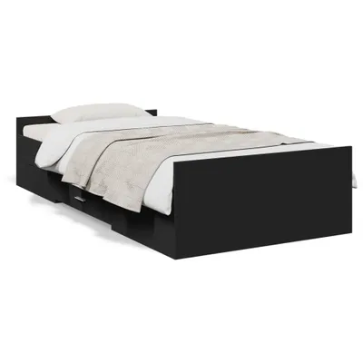 Produktbild von vidaXL Bettgestell mit Schubladen Schwarz 75x190 cm Holzwerkstoff