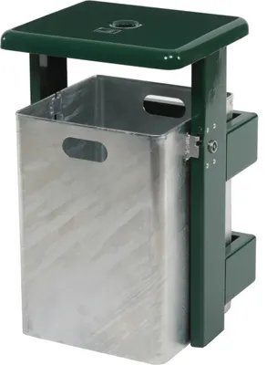 Produktbild von Rechteck-Abfallbehälter zur Wand-und Pfostenbefestigung, 40 Liter, mit Ascher Haube/Schiene pulverbeschichtet anthrazitgrau (RAL 7016)