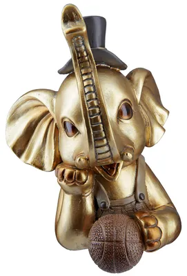 Imagen del producto de Figura decorativa, elefante, "Maroni", resina sintética, color dorado, paquete de 2 unidades, largo: 12 cm, ancho: 15 cm, alto: 19 cm. Código: 37713. Número de artículo: 4063387377130