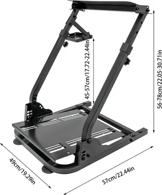 Produktbild von Racing Lenkradständer - Klappbarer Wheel Stand für Gaming - Höhenverstellbar 56–78 cm - Pedalplatte 8–12 cm - Schalthebelhalterung - Schwarz