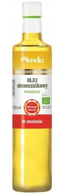 OLEJ SŁONECZNIKOWY DO SMAŻENIA TŁOCZONY NA ZIMNO BIO 500 ml - OLANDIA