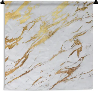 Produktbild von MuchoWow® Wandteppich Wandbehang Marmor - Weiß - Gold - Luxus 150x150 cm Tapisserie Dekoration Wandtuch - Wohnaccessoires - Modernes