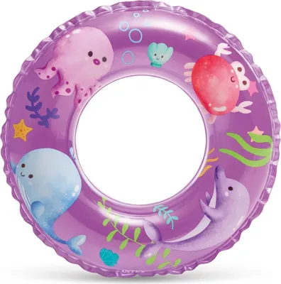 Zdjęcie produktu dla Koło dmuchane z nadrukiem o średnicy 61 cm INTEX 59242 ZWIERZĘTA MORSKIE FIOLET