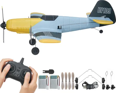 Obrázok produktu pre SucceBuy RC lietadlo - 2,4 GHz, 3 kanály, 6-osový gyroskop, 2 batérie, RC klzák v štýle druhej svetovej vojny, jednoduché lietanie pre všetky vekové kategórie