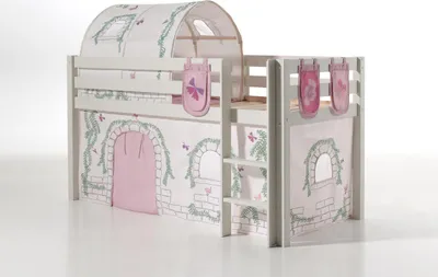Produktbild von Spielbett Pino mit Textilset Vorhang, Tunnel und 3 Taschen "Birdy"
