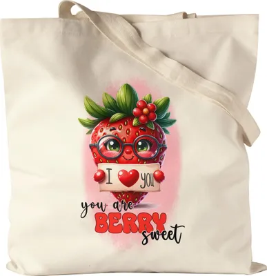 Produktbild von I Love You You Are Berry Sweet Erdbeeren Liebe Spruch Jutebeutel
