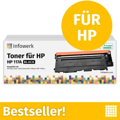 Image de NOUVEAU : Infowerk Toner pour HP 117A Noir, compatible avec HP ColorLaser 150, MFP-178, etc., 1 pièce