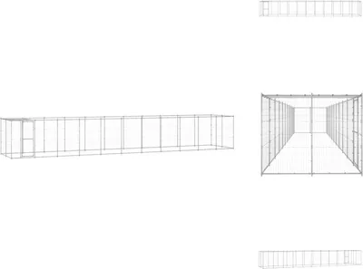 Produktbild von vidaXL Outdoor-Hundezwinger mit Überdachung Verzinkter Stahl 26,62 m² -  Hundezwinger & -ausläufe