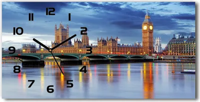 Produktbild von Wanduhr aus Glas – 60x30 cm - Glasbild - Glasuhr - Gehärtetes Glas - schwarze-zeiger - Themse London