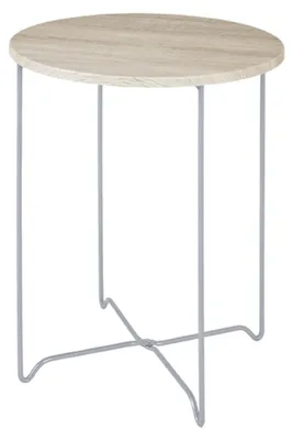 Zdjęcie produktu dla Stolik boczny Haku, aluminium-dąb - Wymiary: 52 cm - Ø 40 cm; 33081