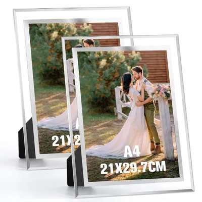 2er-Set A4-Glasfotorahmen, 21x29,7 cm, silber