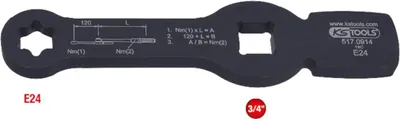 Produktbild von KS Tools 3/4 Schlag-TX-E-Schlüssel mit 2 Schlagflächen, E24