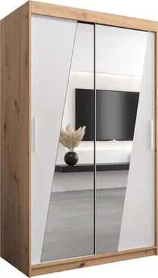 Produktbild von Kleiderschrank, Schiebetürenschrank Schlafzimmer, Schrank mit Spiegel RHOMB 120 cm