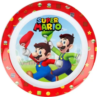 Produktbild von Super Mario Plastik-Teller Kunststoffset für Kinder - Mikrowelle geeignet
