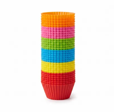 Produktbild von 24x Bunte Silikon Muffinförmchen Muffinbecher Backformen Cupcakes Muffinbackformen Muffinformen, KI-generiertes Bild
