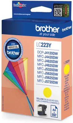 Zdjęcie produktu dla Brother LC223YBP, Żółty, Tusz na bazie pigmentu, 1 szt., 550 stron(y), Jednopak
