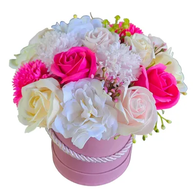 Produktbild von Blumenkasten mit Seifenblumen - Geschenk Seife Rosen Damich