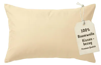 Produktbild von Kissenbezug 40x60 cm Beige | 100% Baumwolle | Atmungsaktive PREMIUM Kissenhülle mit verdecktem Reißverschluss
