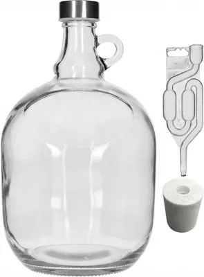 Produktbild von Gärballon 3 L – Glasballon mit Gärröhrchen & Gummikorken, Metallverschluss, ideal für Wein, Bier, Cider, Likör, Fermentation
