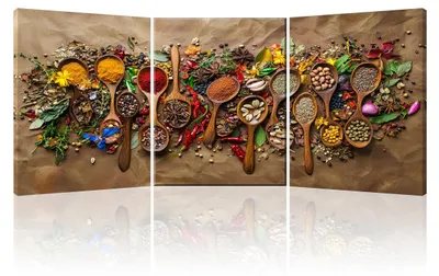Image de Omgoods - Impressions sur toile aux couleurs vives, représentant des épices, idéales pour la cuisine