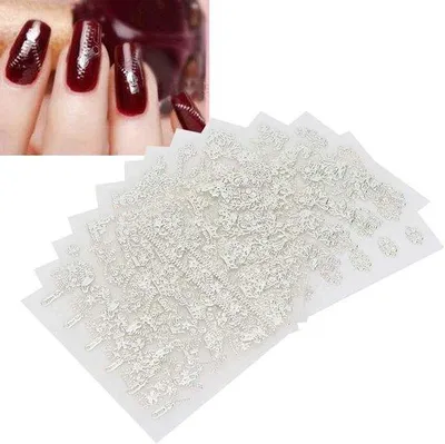 Image de Lot d'autocollants 3D pour la décoration des ongles - 12 pièces - Jolis motifs - Autocollants DIY pour les ongles - Accessoires de manucure - Argent - Accessoires de stylisme pour les ongles