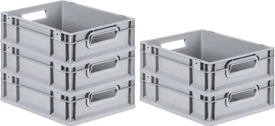 Produktbild von SparSet 5x Eurobox NextGen Grip | HxBxT 12x30x40cm | 11 Liter | Griffe offen | Glatter Boden | Grau | Eurobehälter, Transportbox, Transportbehälter, Stapelbehälter