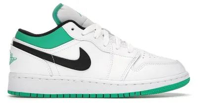 Immagine prodotto di Jordan 1 Low White Lucky Green in pelle effetto consumato (modello per ragazzi) - Taglia EU 40