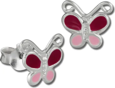 Produktbild von Teenie-Weenie Ohrstecker Kinder Silber pink Schmetterling Ohrringe SDO8127P