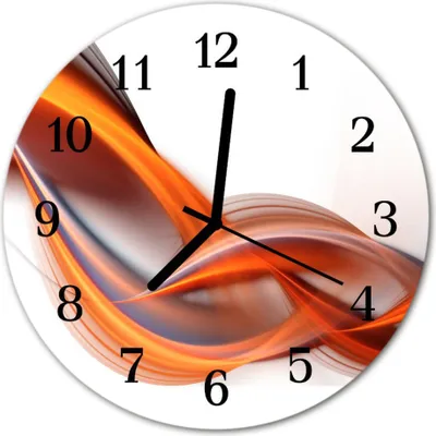 Produktbild von Glasuhr Wanduhr Küchenuhr Echt-Glas 30fi cm Abstrakter Rauch orange